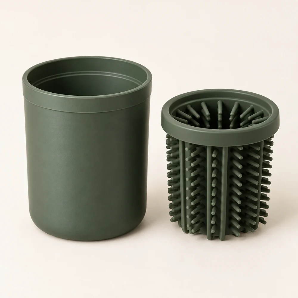Paw Rinse Cup in Moss — One rinse cup with removable liner
